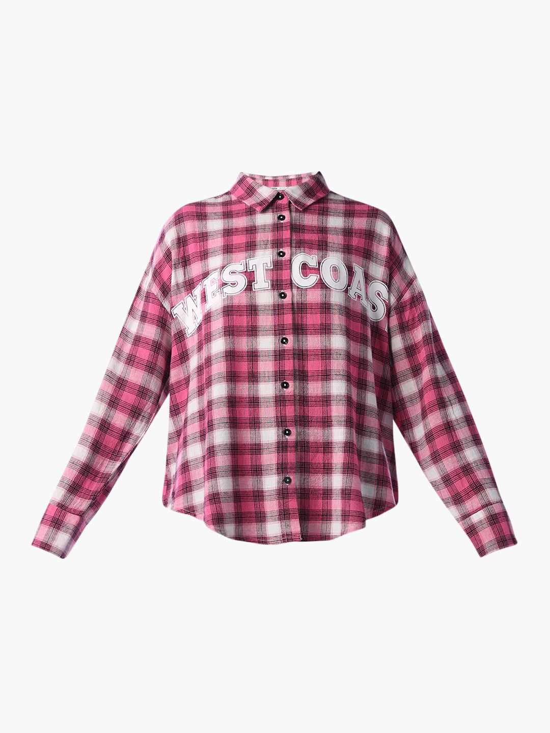 Check Print Cotton Oversized Shirt