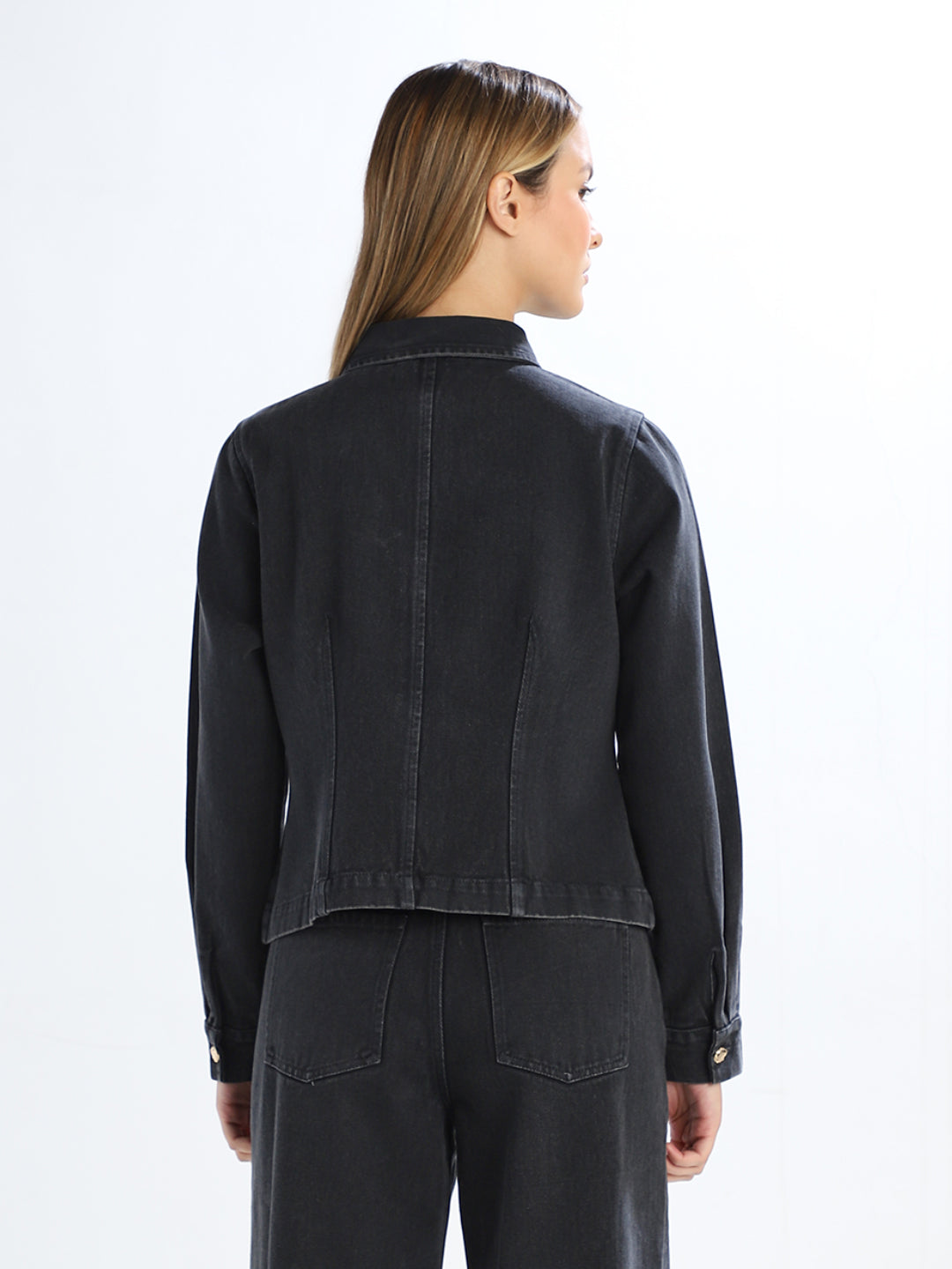 Black Cotton Denim Shirt