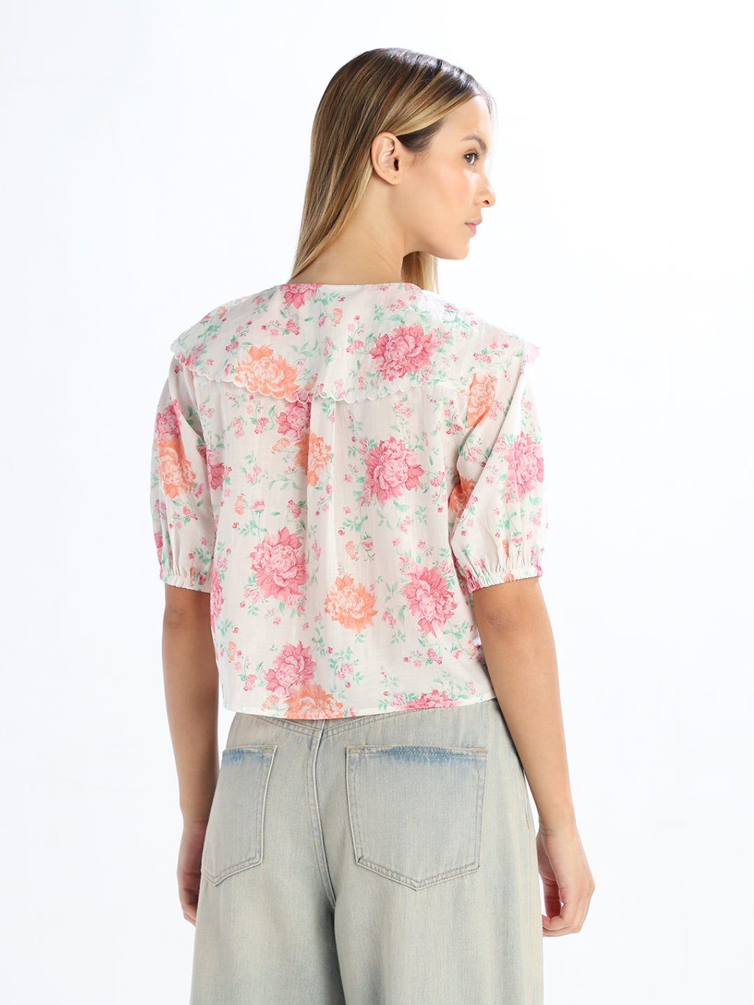 Tie-Up Neck Floral Top