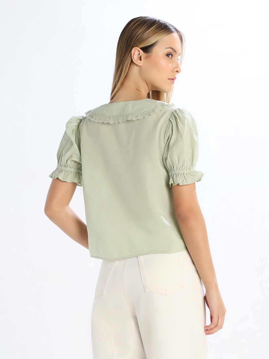 Green Peter Pan Collar Top