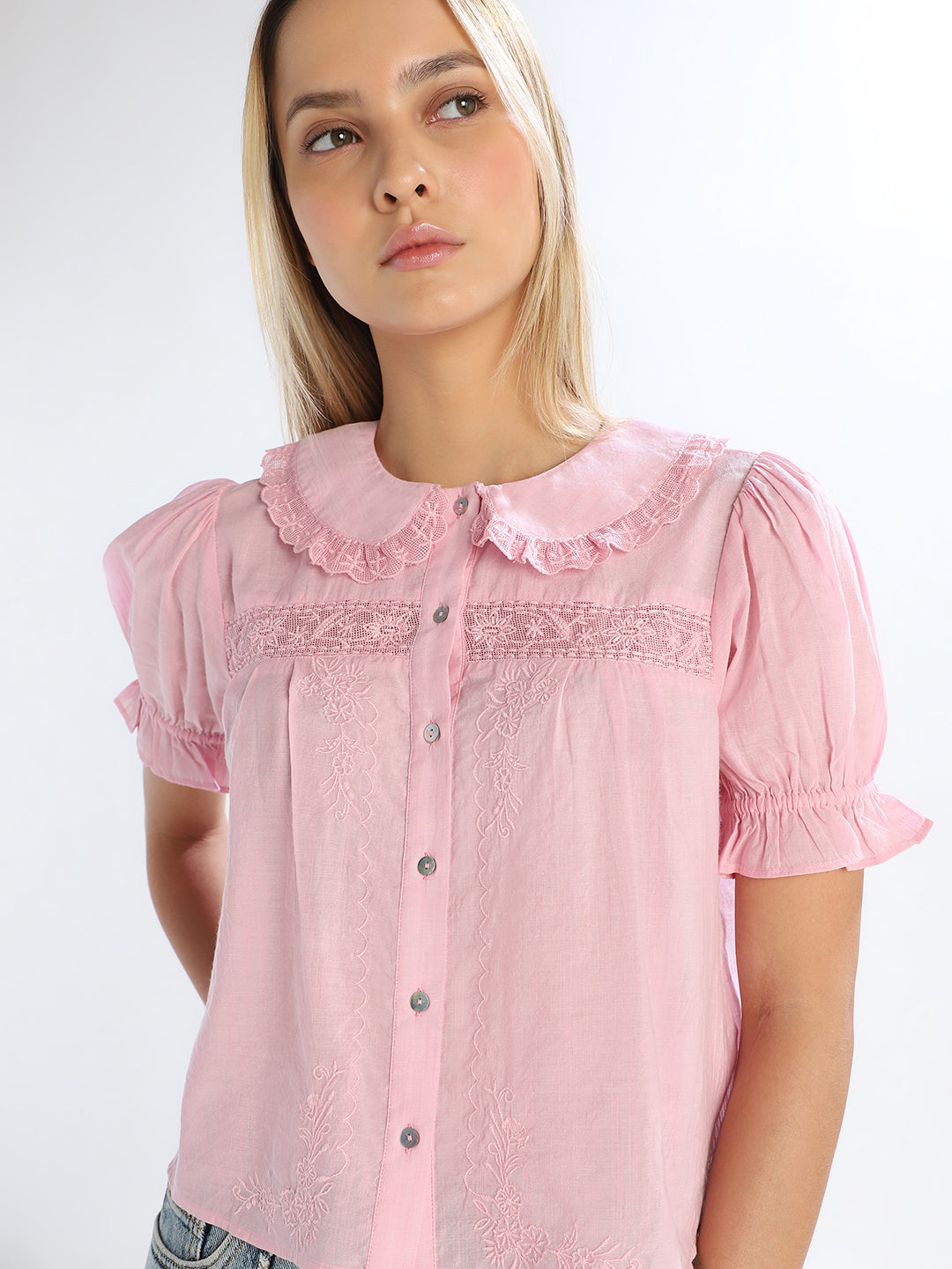 Pink Peter Pan Collar Top