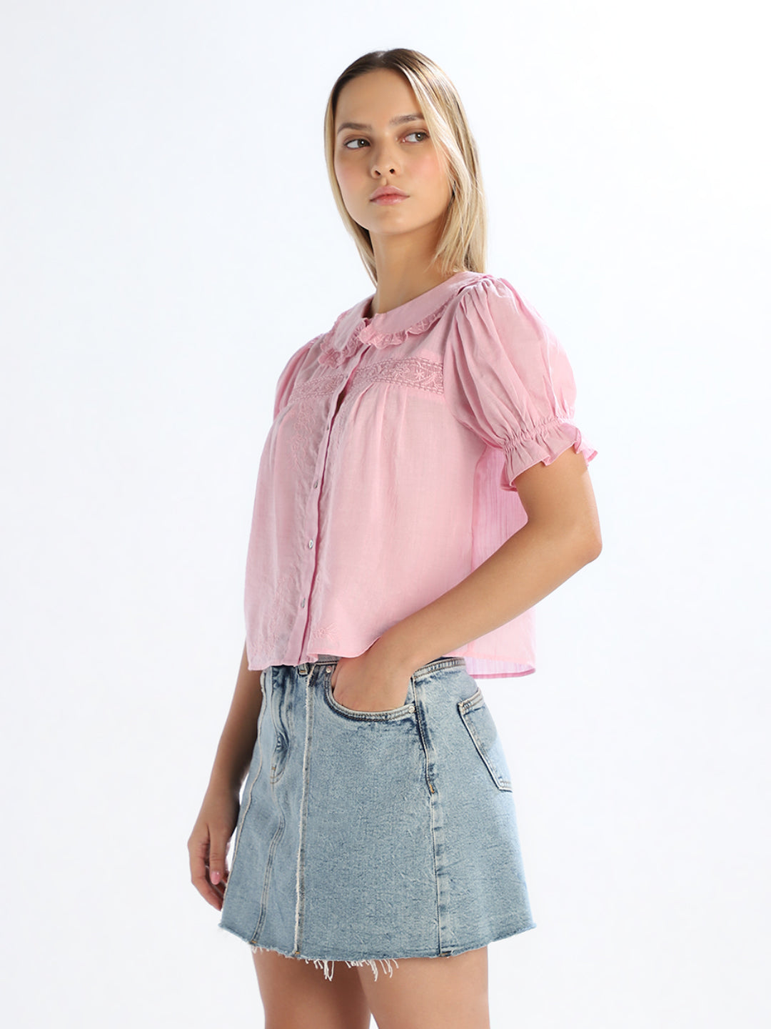 Pink Peter Pan Collar Top