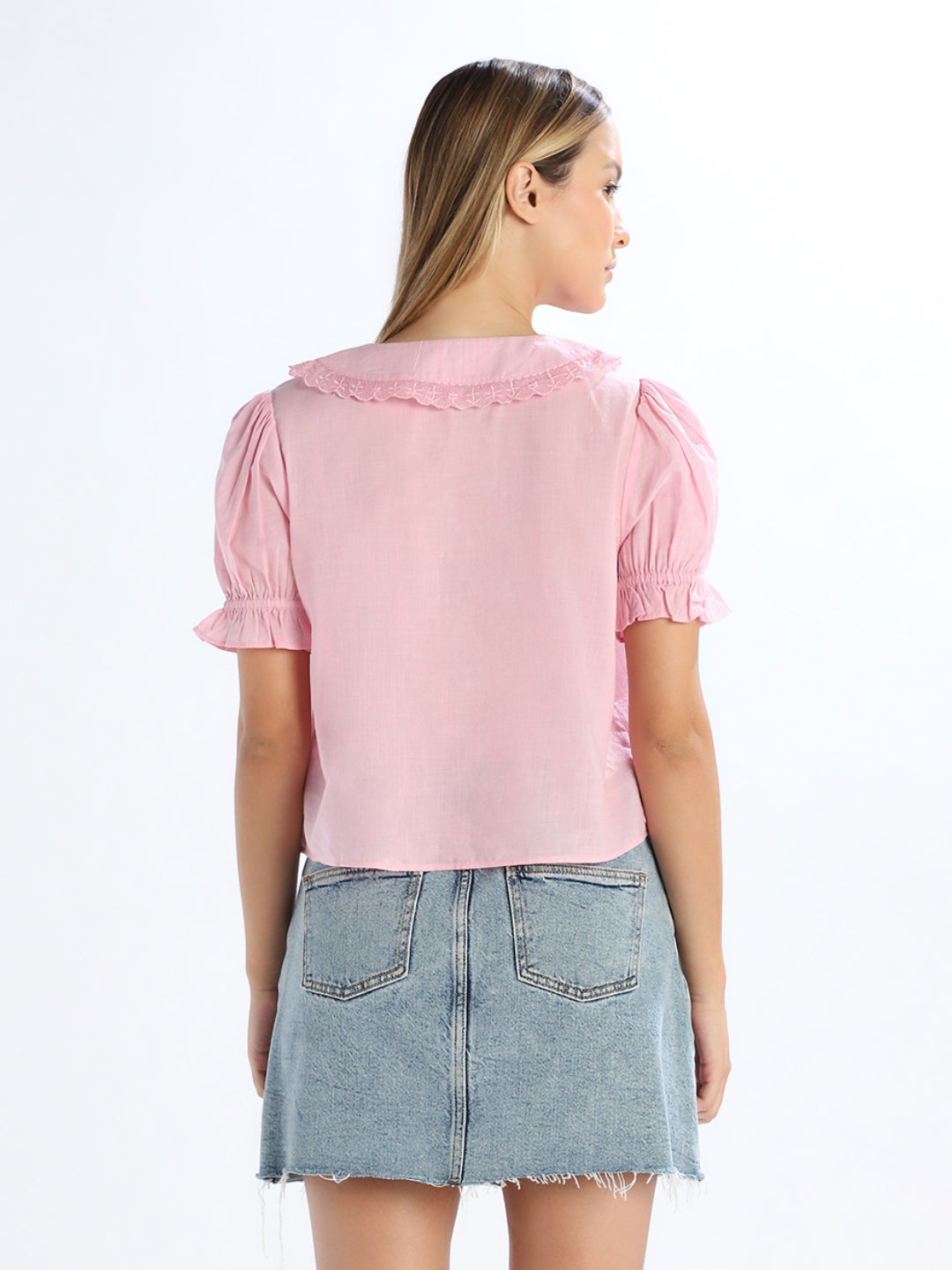 Pink Peter Pan Collar Top