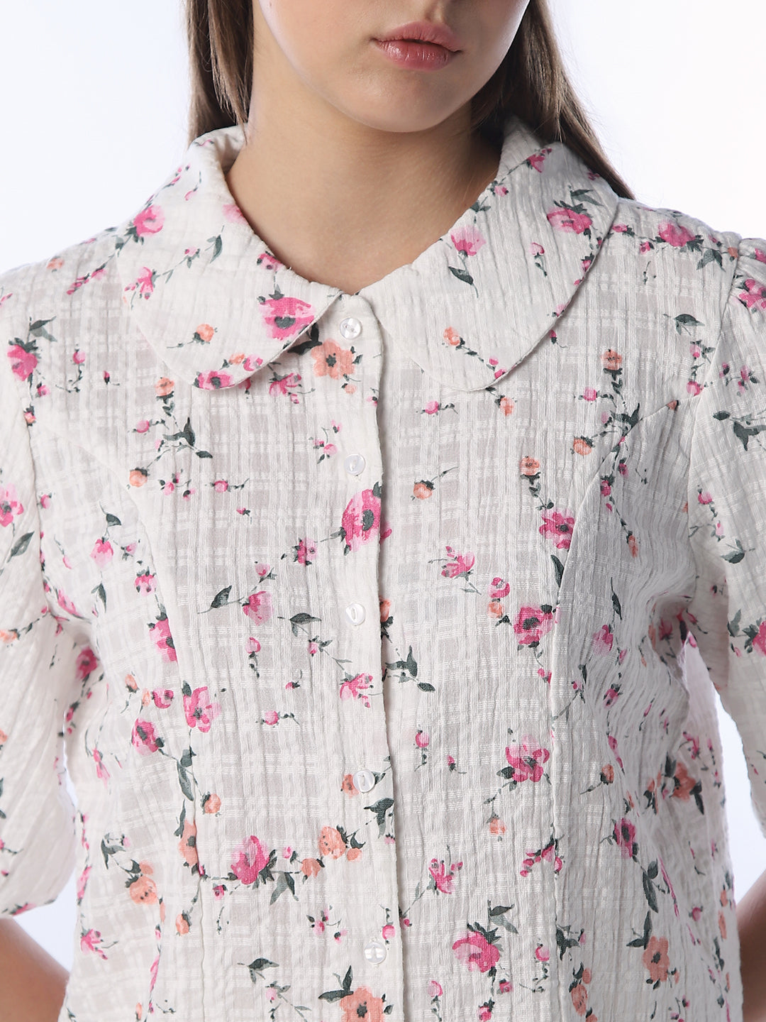 White Printed Cotton Shirt
