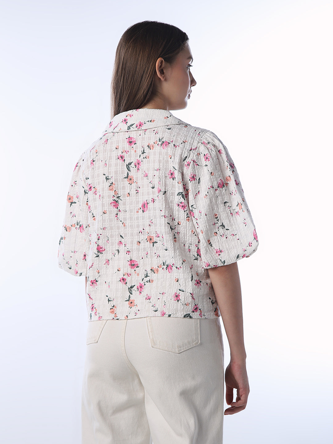White Printed Cotton Shirt