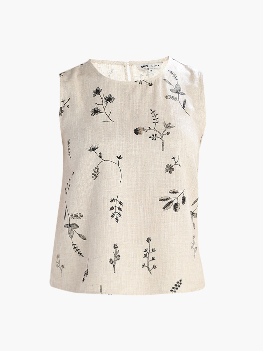 Linen Blend Printed Top