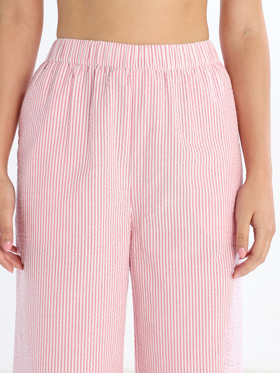 Pink Striped Cotton Pants