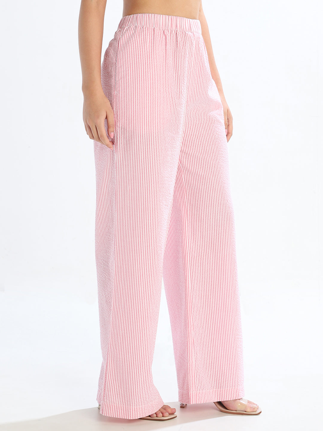 Pink Striped Cotton Pants