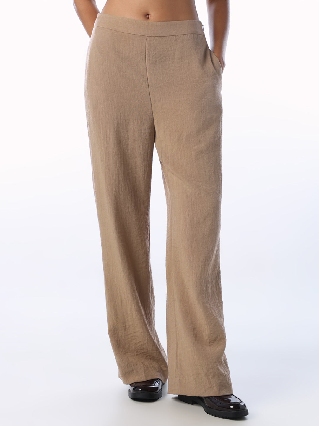Beige Regular Fit Casual Pants