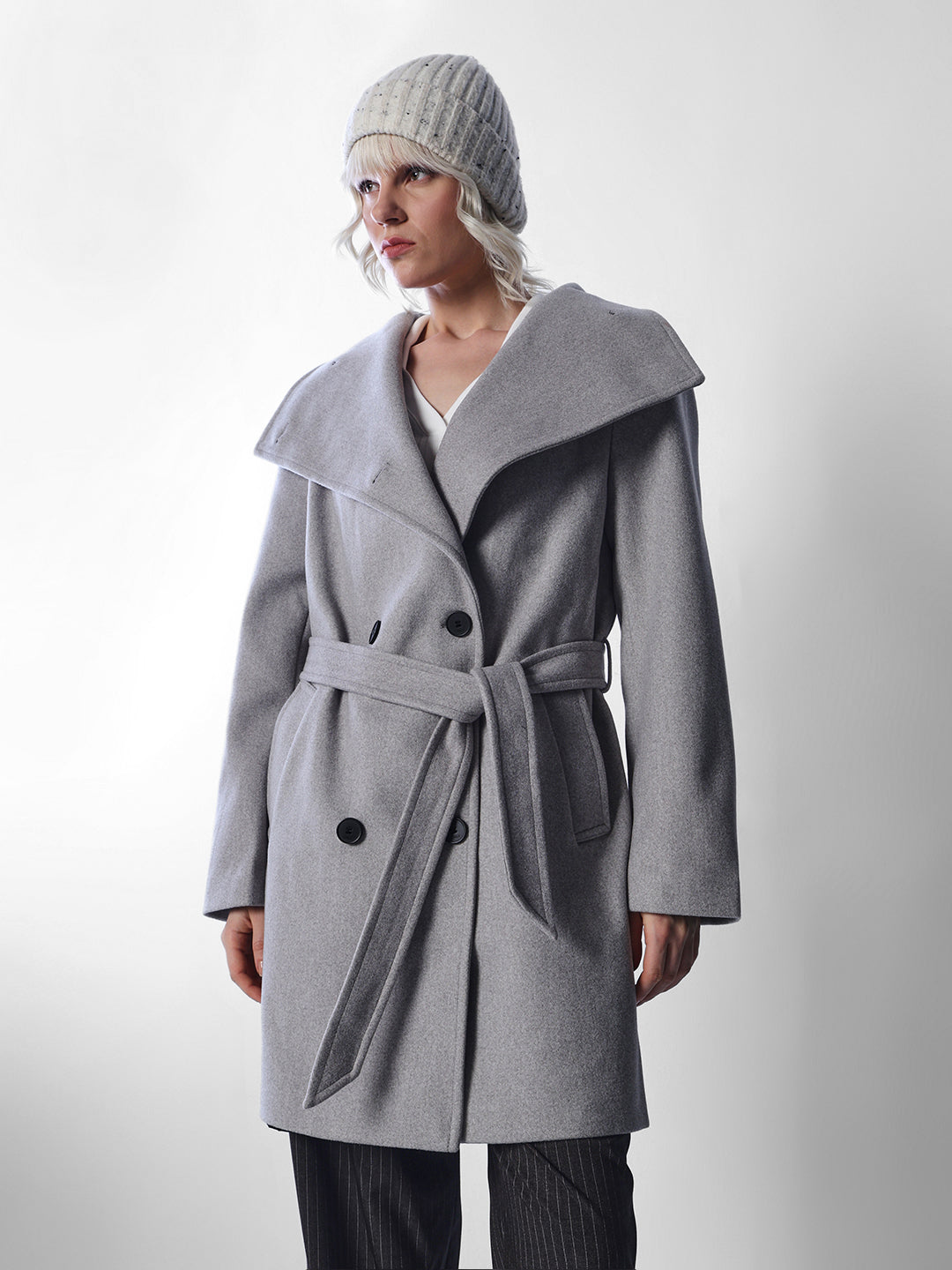 Grey Belted Coat
