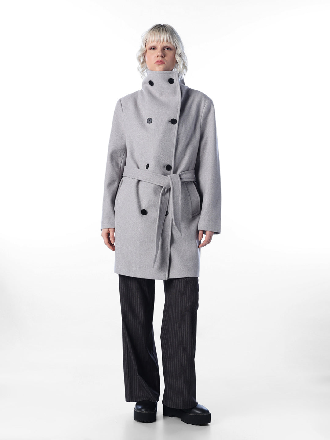 Grey Belted Coat