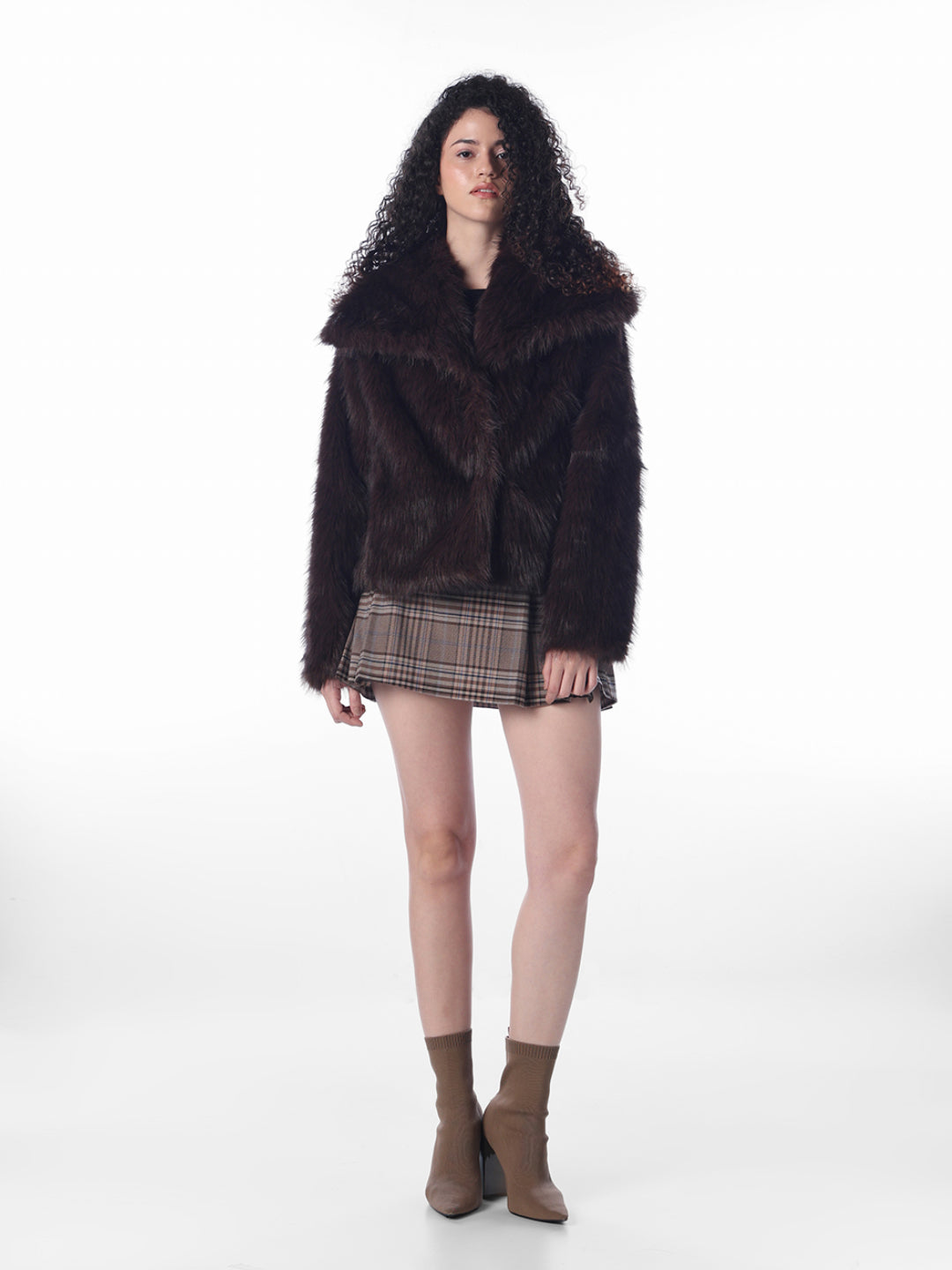 Dark Brown Faux Fur Jacket