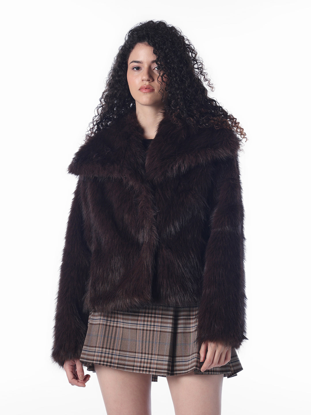 Dark Brown Faux Fur Jacket
