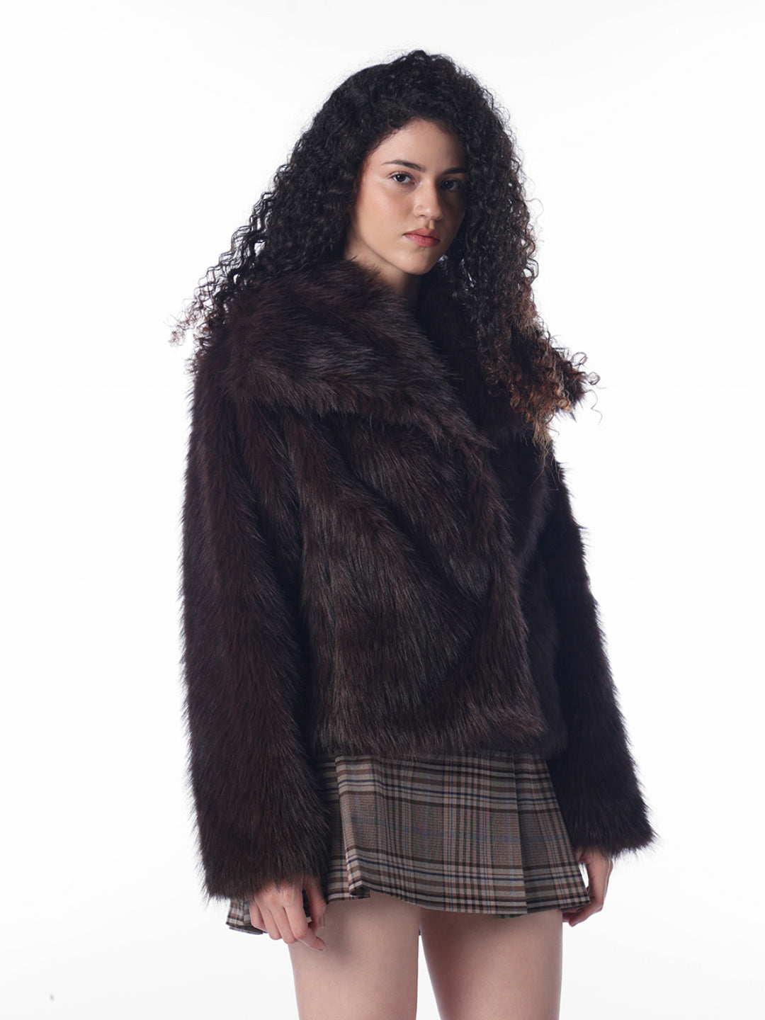 Dark Brown Faux Fur Jacket