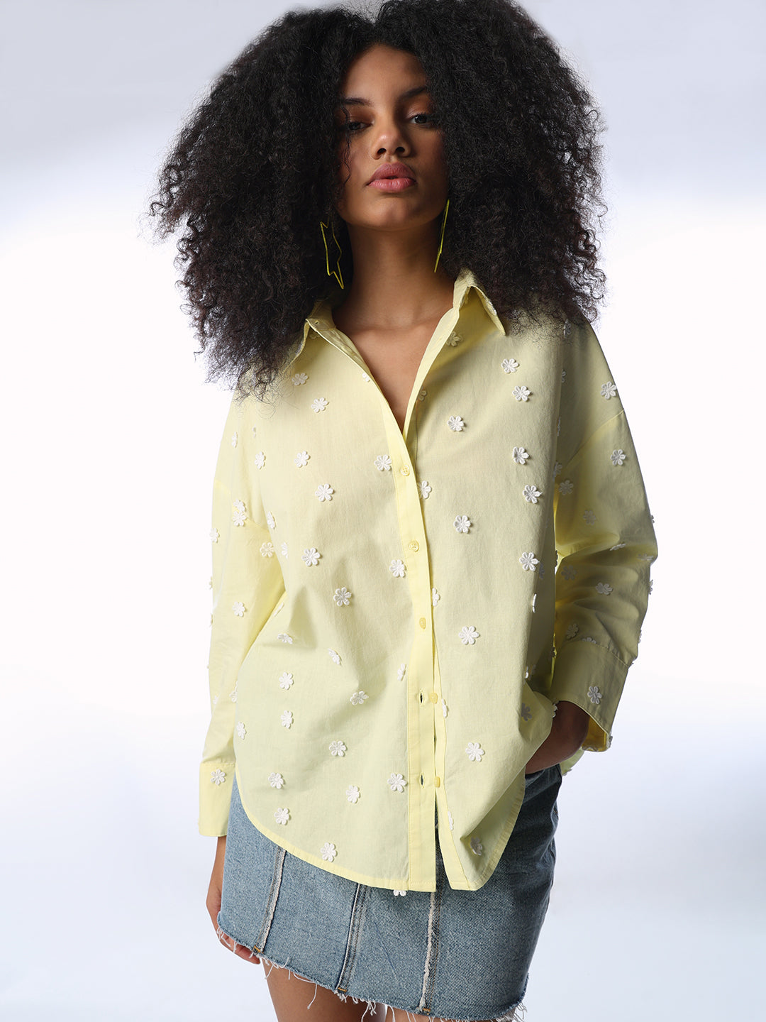 Floral Embroidered Cotton Shirt