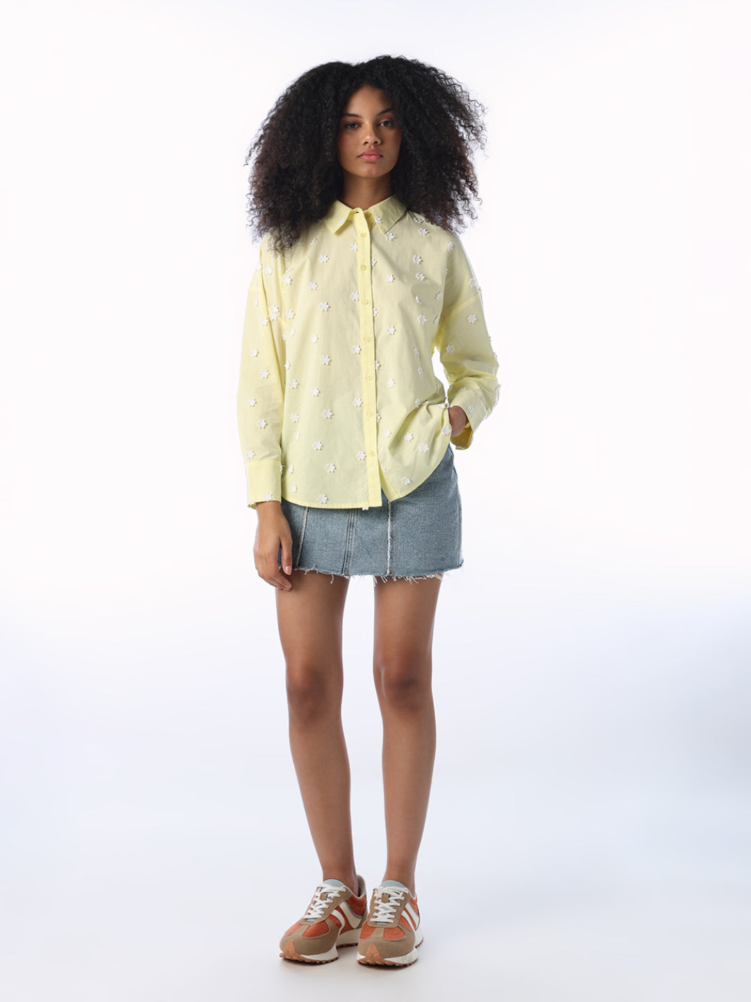 Floral Embroidered Cotton Shirt