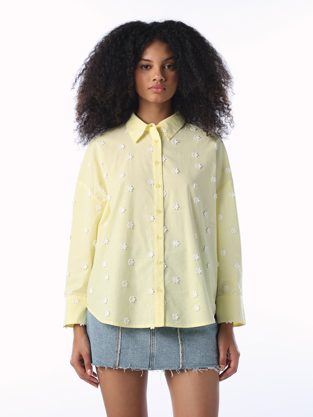 Floral Embroidered Cotton Shirt