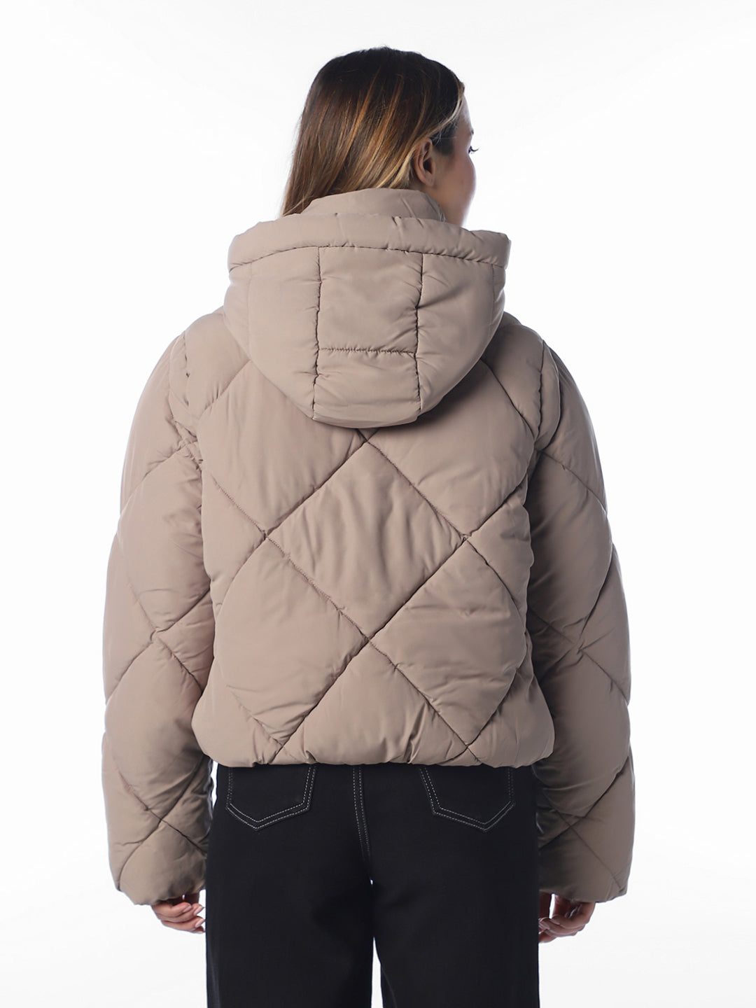 Greige Hooded Puffer Jacket