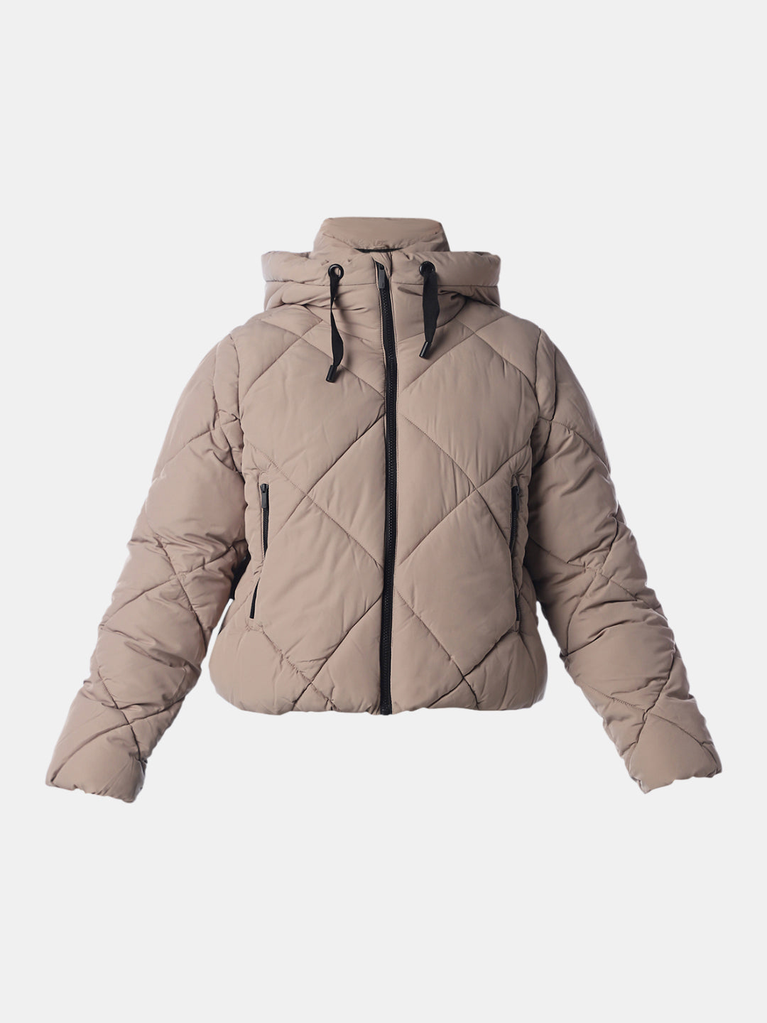 Greige Hooded Puffer Jacket