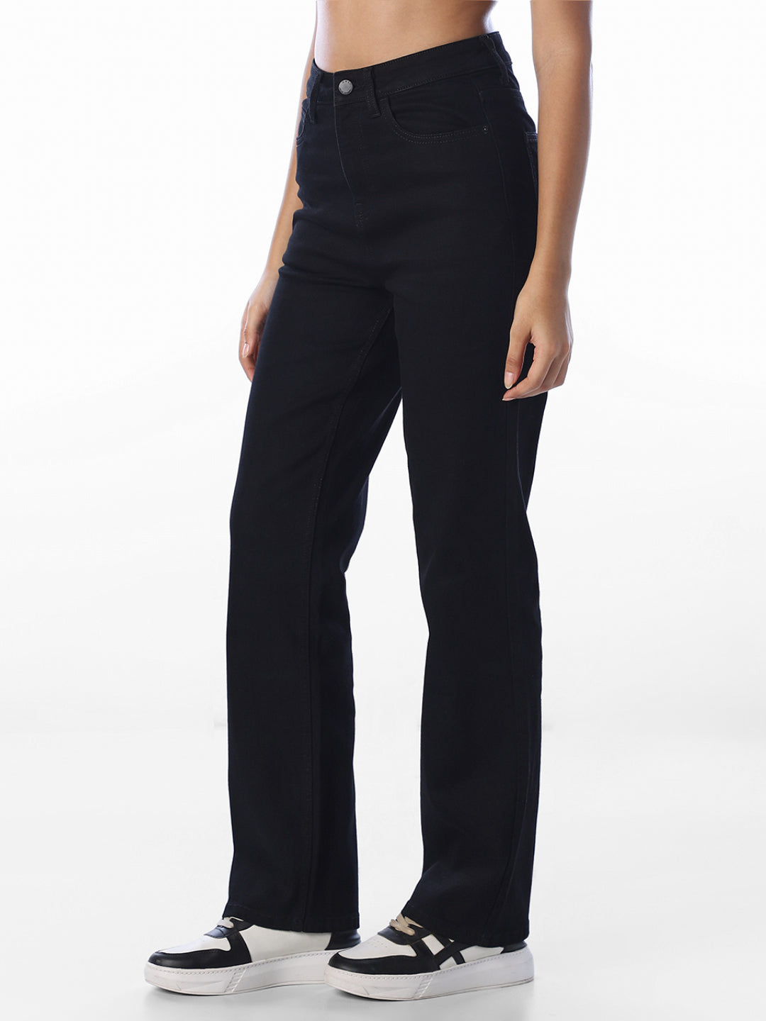 Black High Rise Straight Fit Jeans