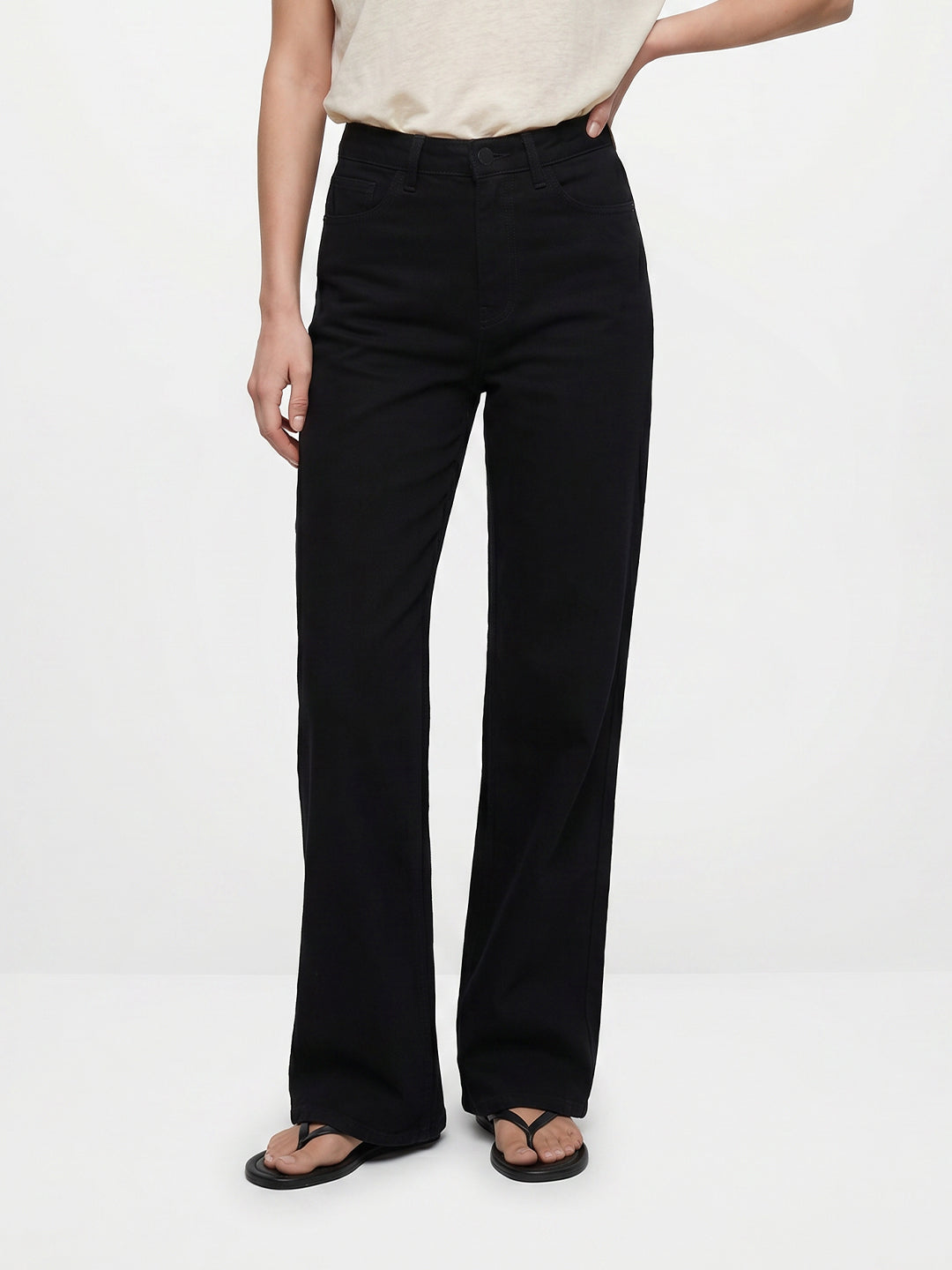 Black High Rise Wide Leg Jeans