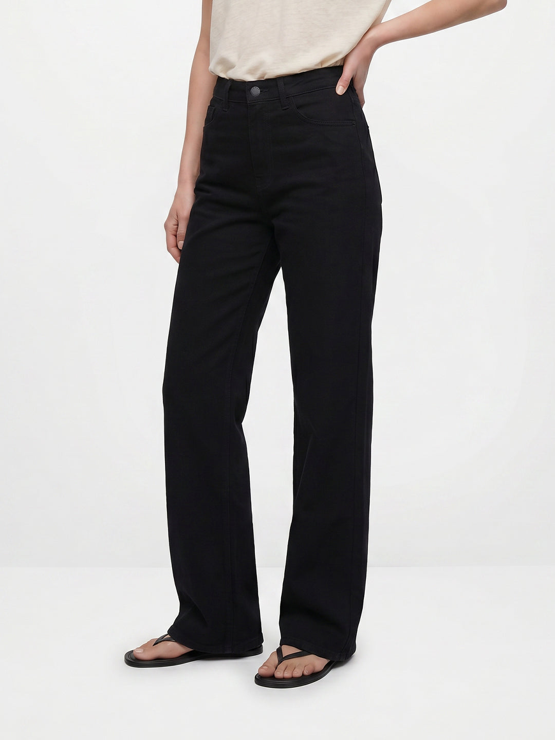 Black High Rise Wide Leg Jeans