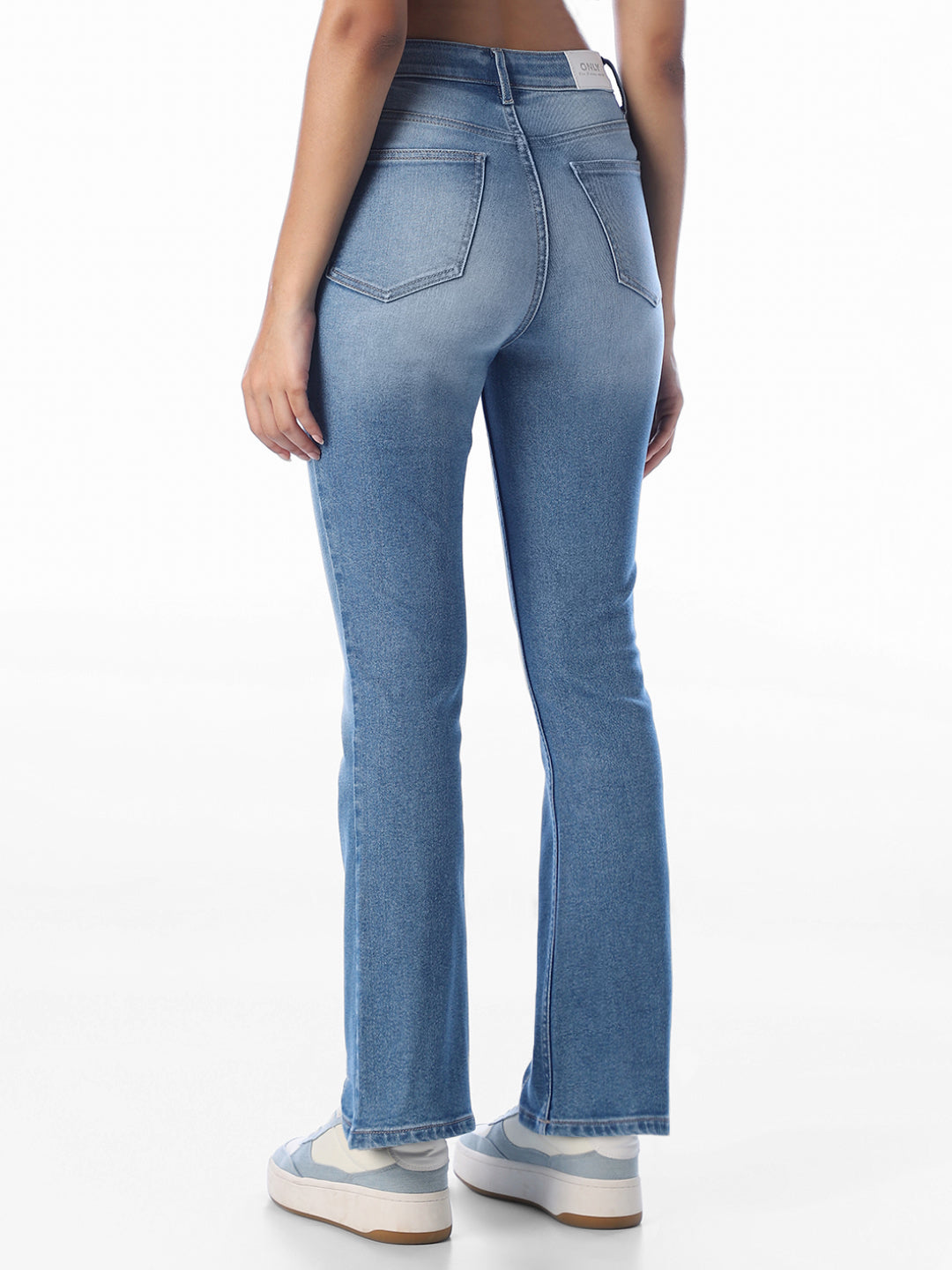 High Rise Washed Flared Jeans