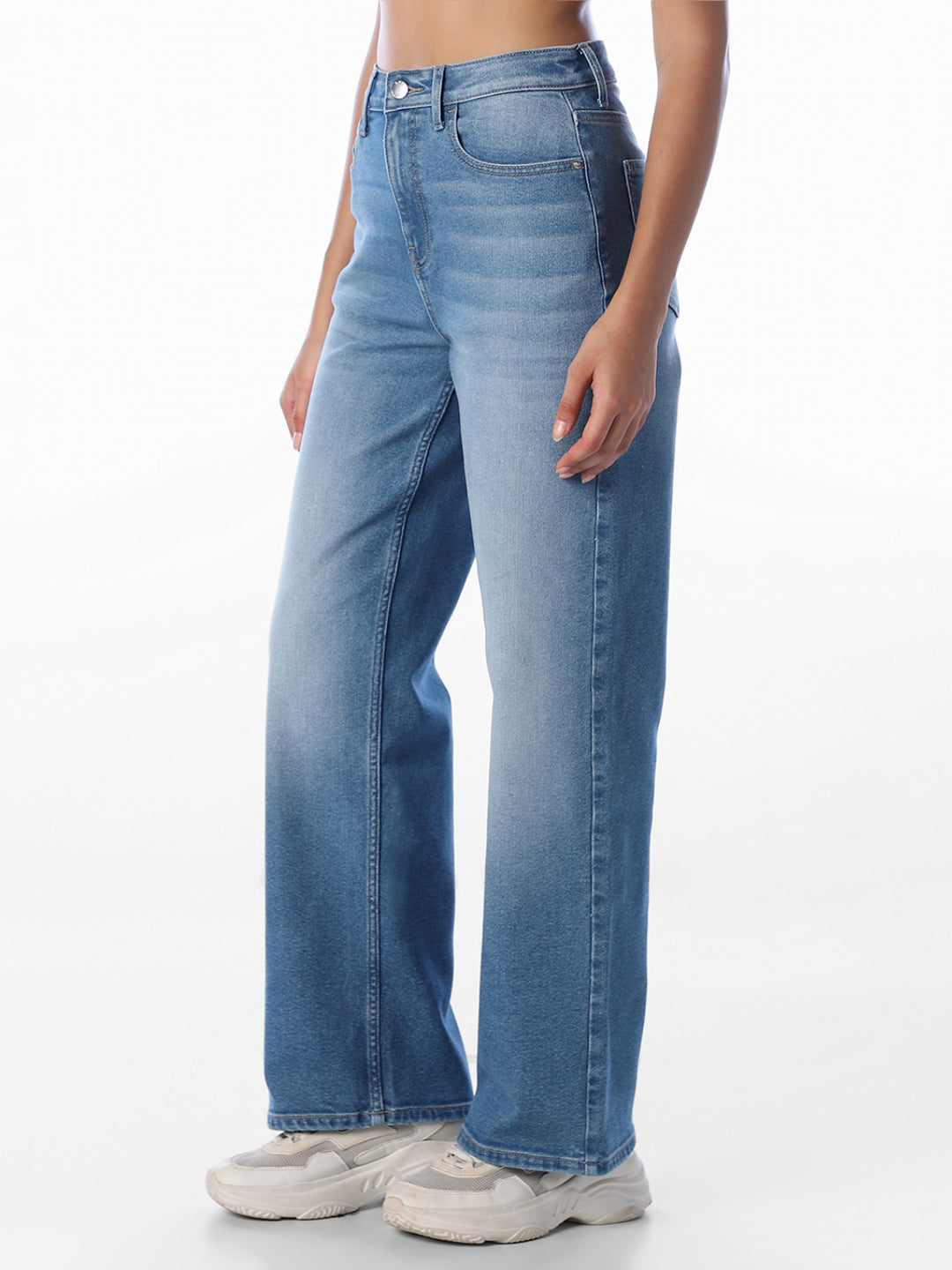 Blue Washed Straight Fit Jeans