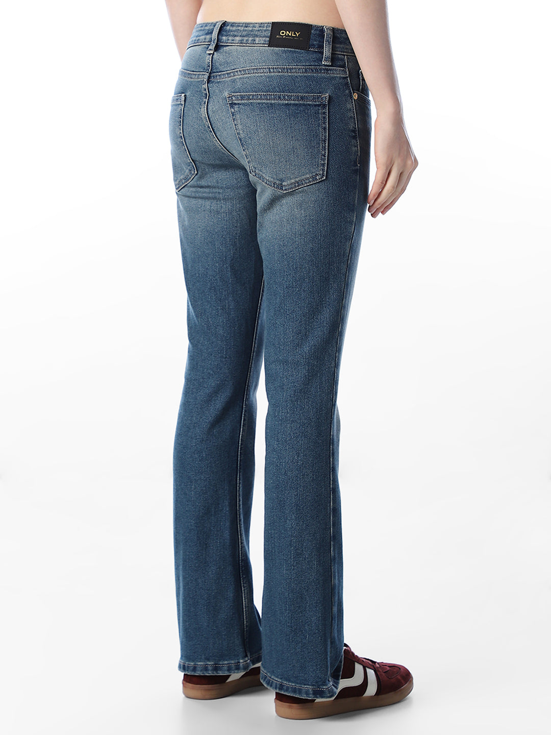 Blue Mid Rise Flared Jeans