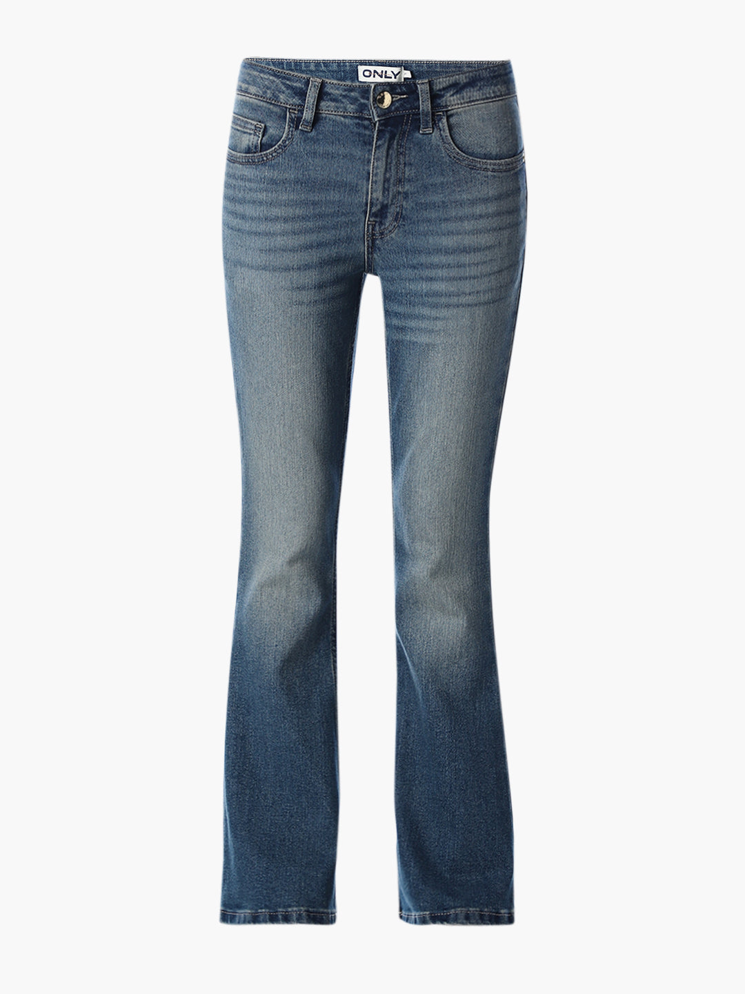 Blue Mid Rise Flared Jeans