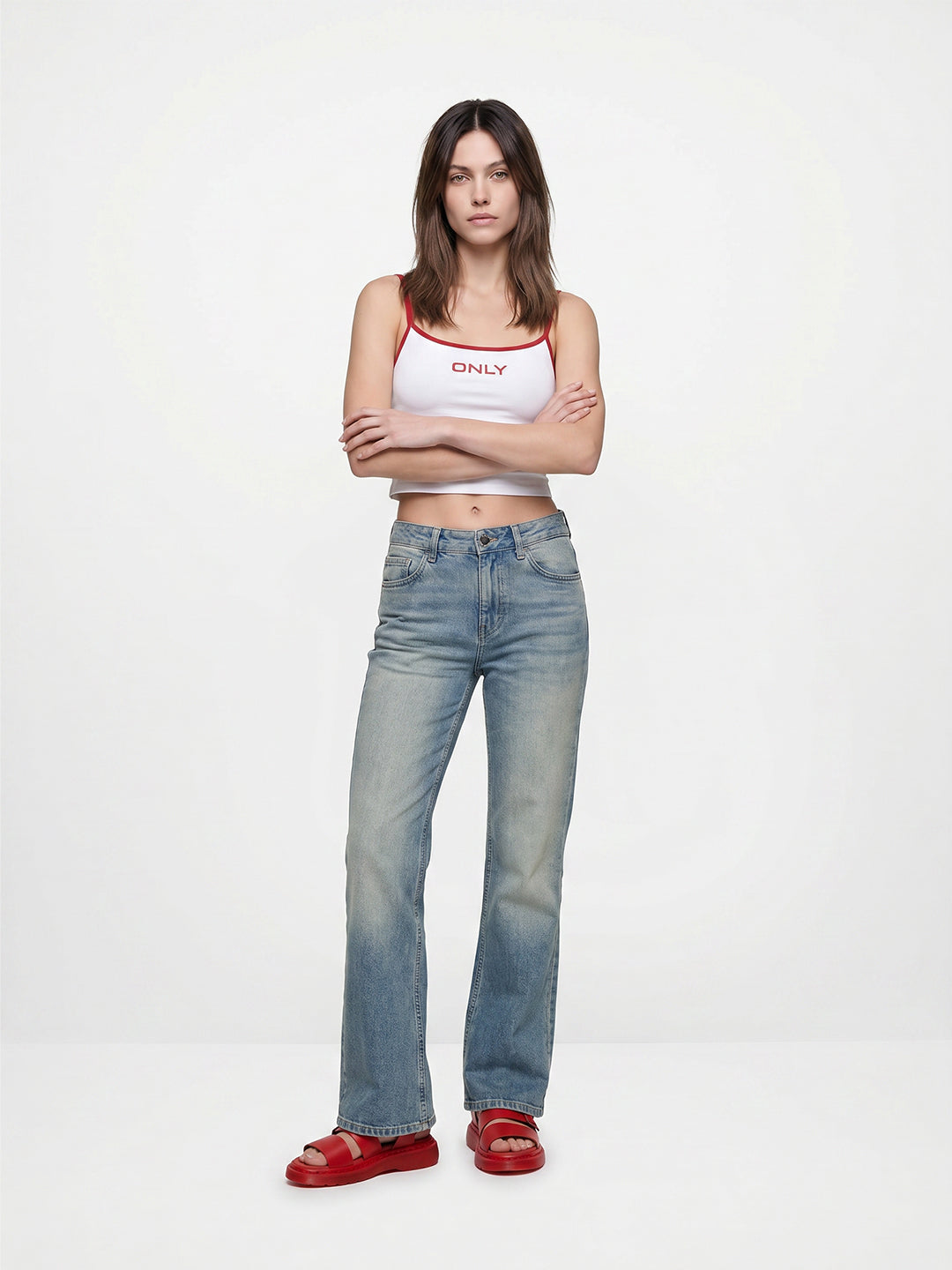 Blue Washed Straight Fit Jeans