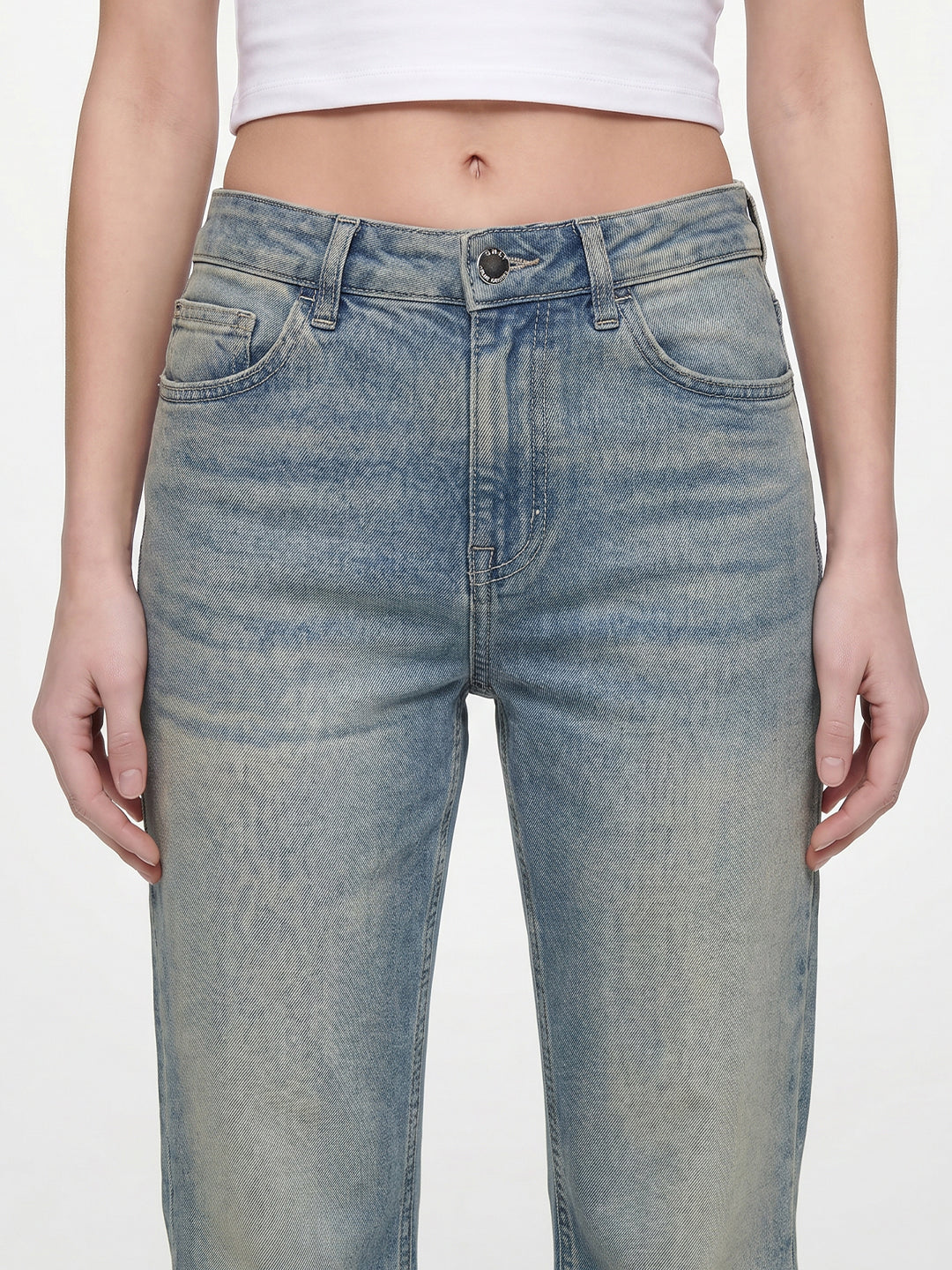 Blue Washed Straight Fit Jeans