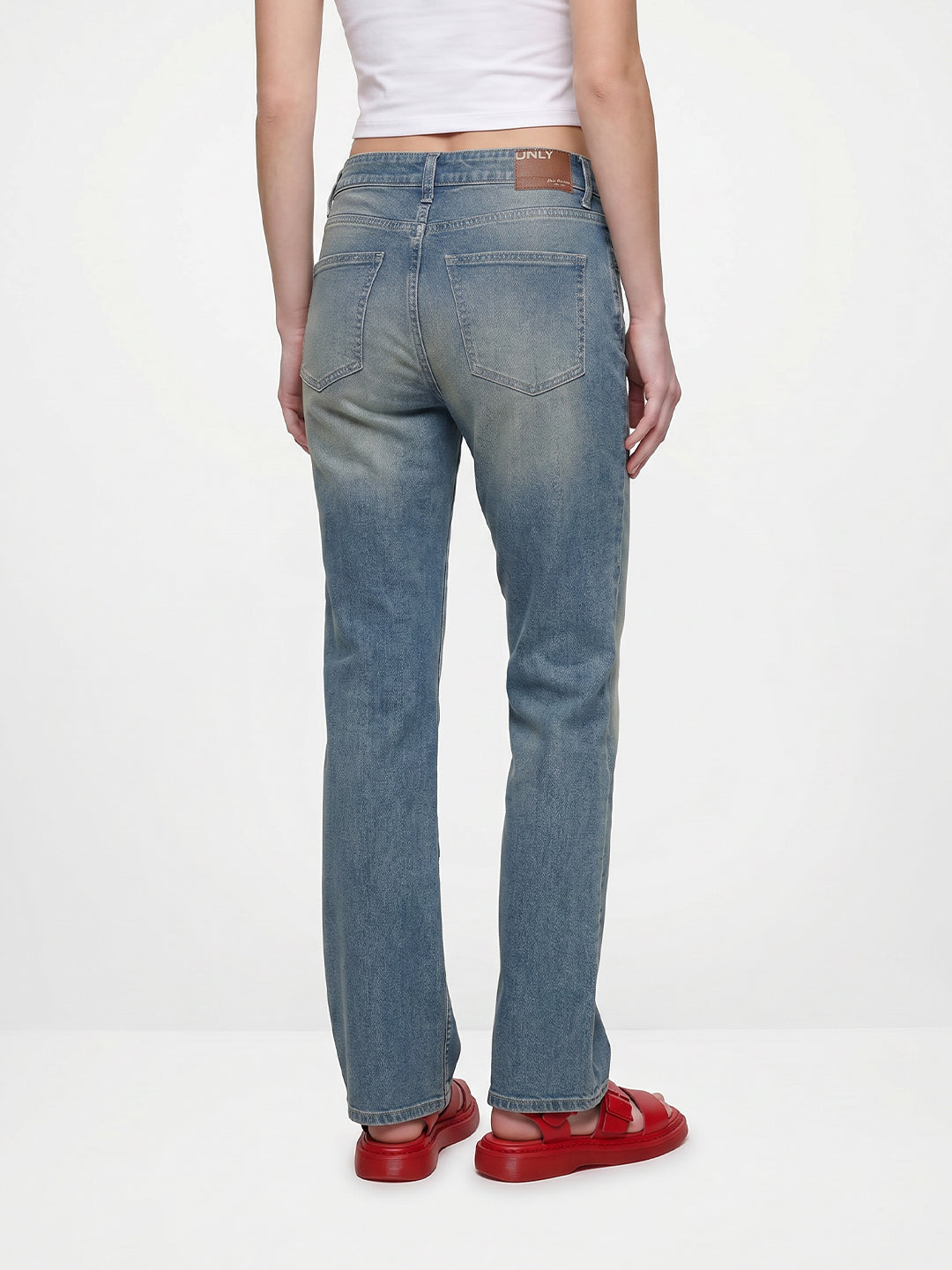 Blue Washed Straight Fit Jeans