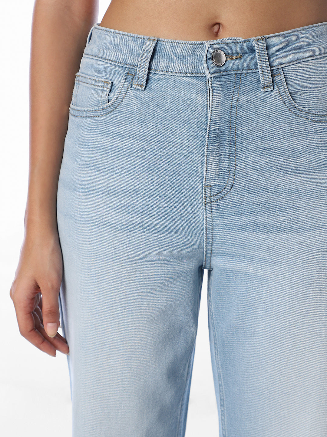 Light Blue High Rise Straight Fit Jeans