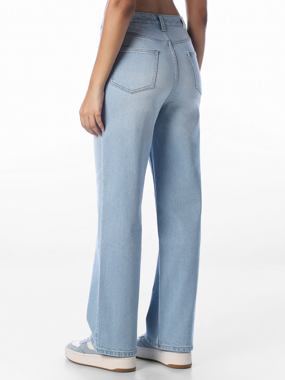 Light Blue High Rise Straight Fit Jeans