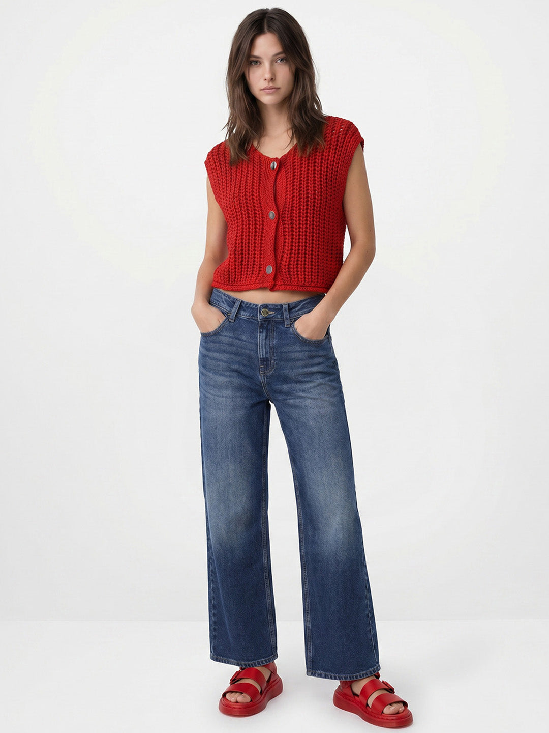 Washed Straight Fit Jeans
