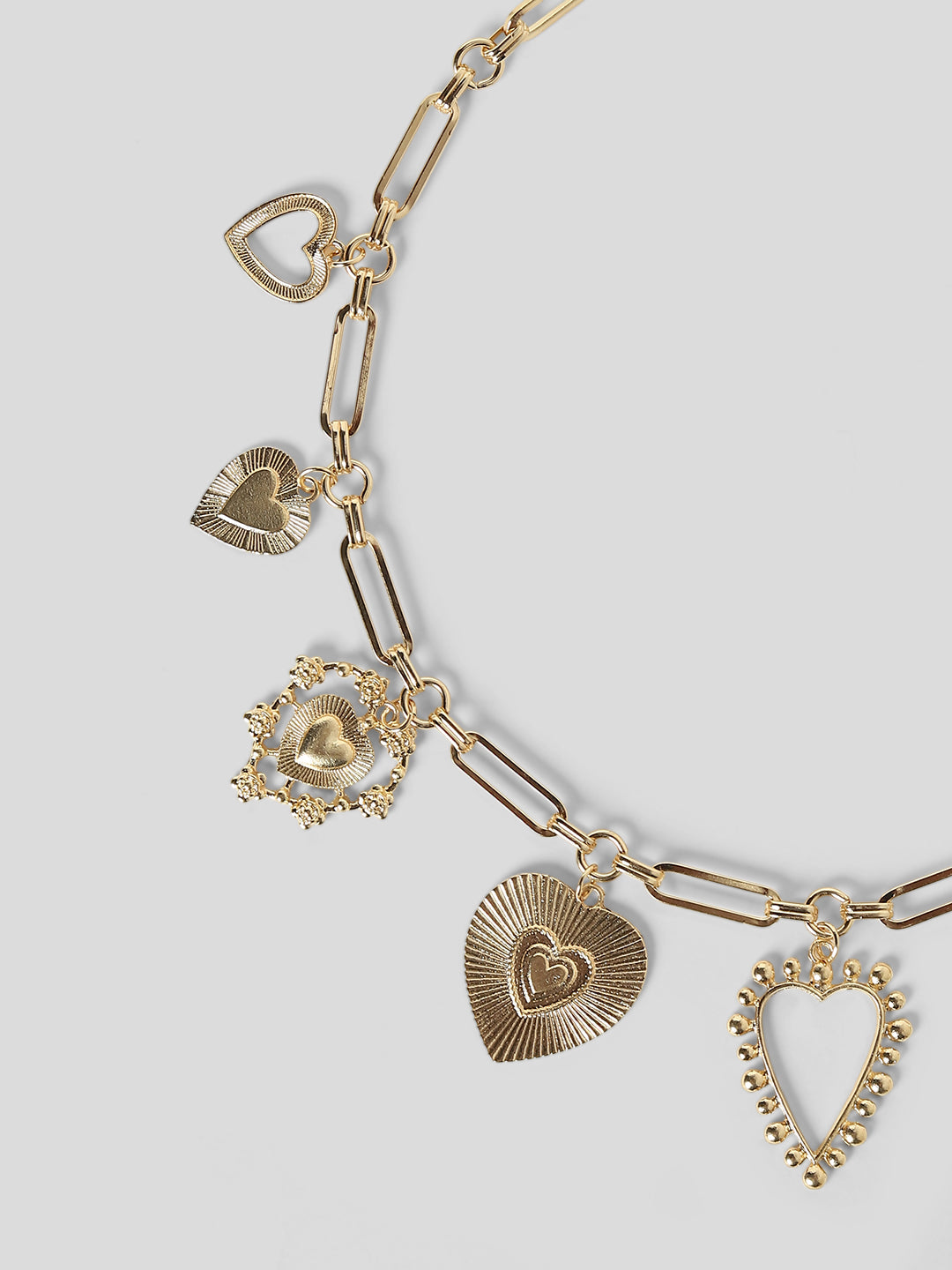 Gold-Toned Heart Charm Bracelet