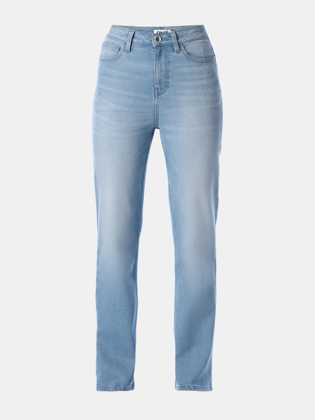 Light Blue High Rise Straight Fit Jeans