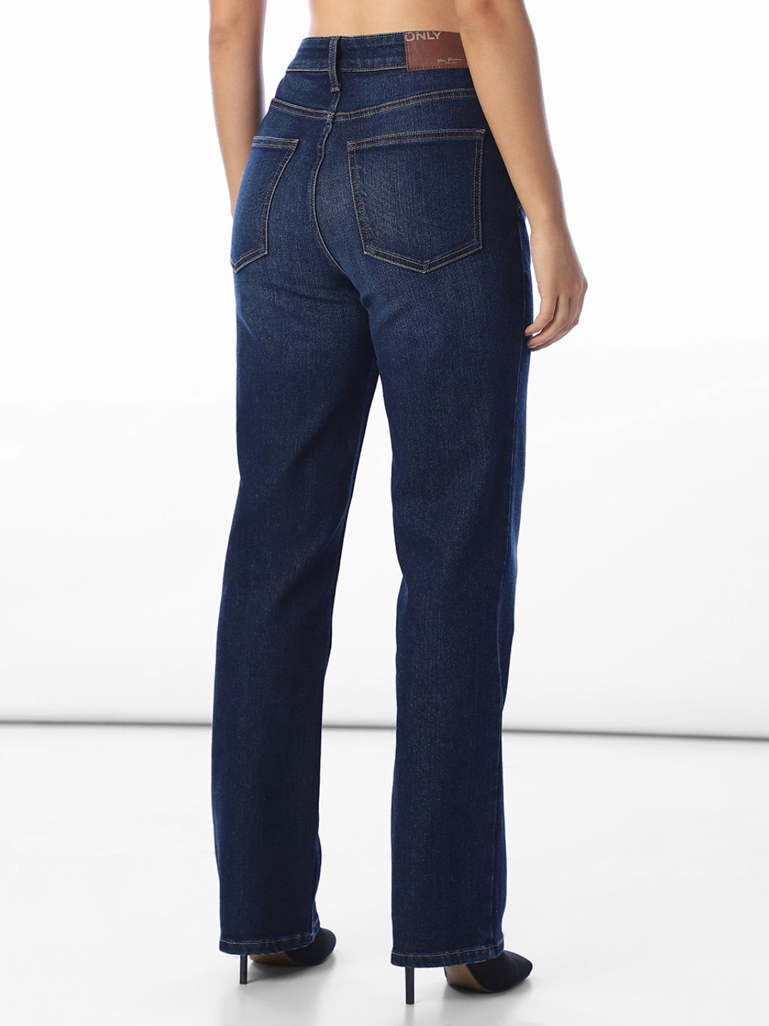 Dark Blue High Rise Straight Fit Jeans