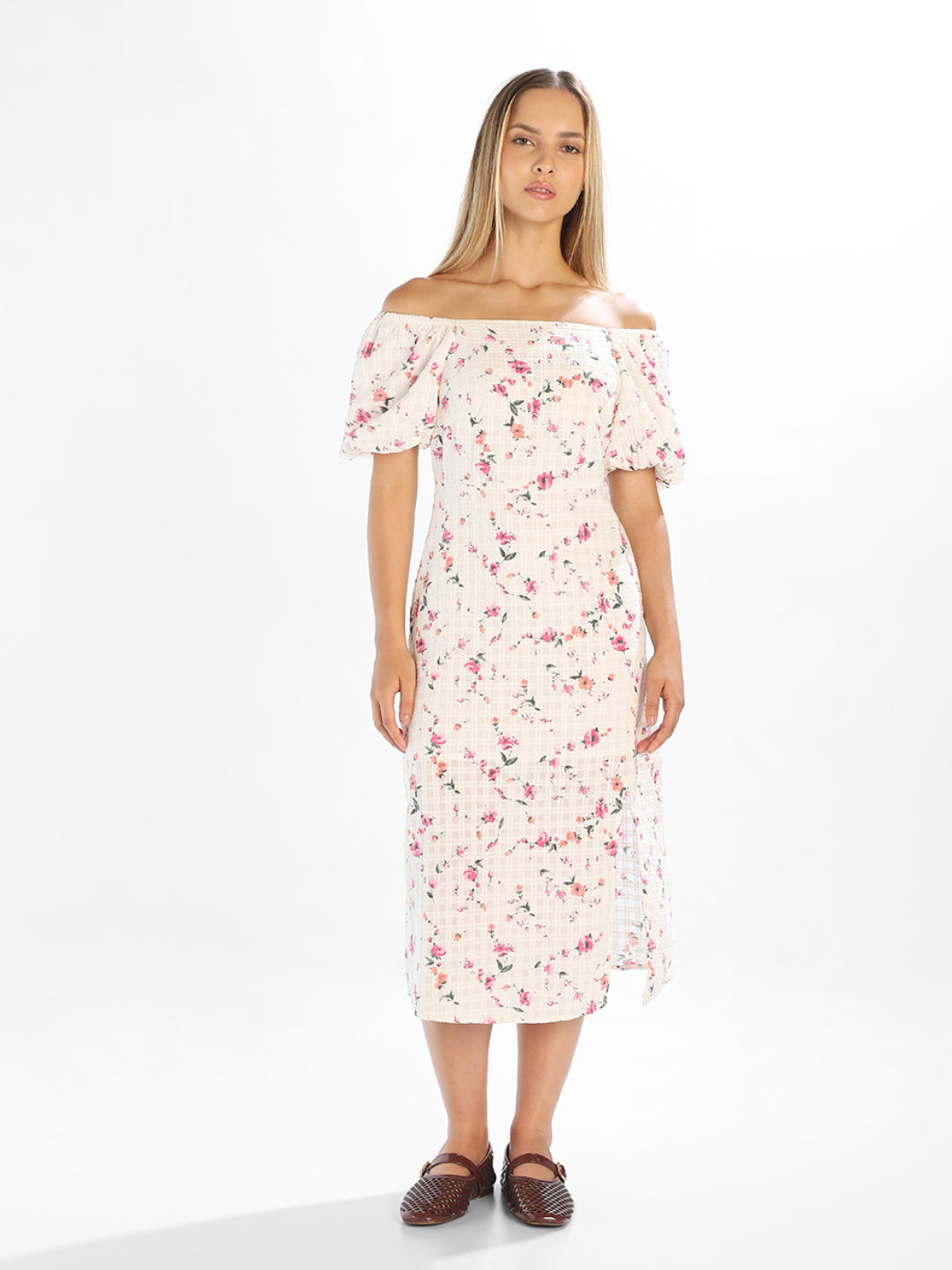 Floral Off-Shoulder Midi Dress