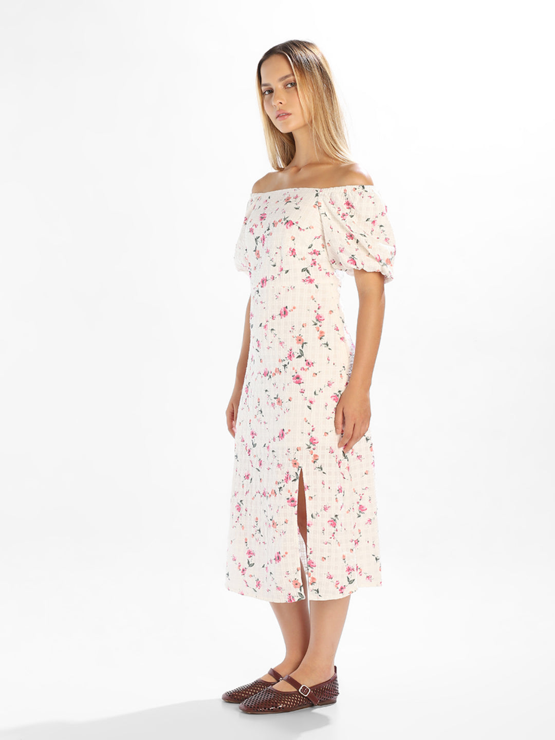 Floral Off-Shoulder Midi Dress