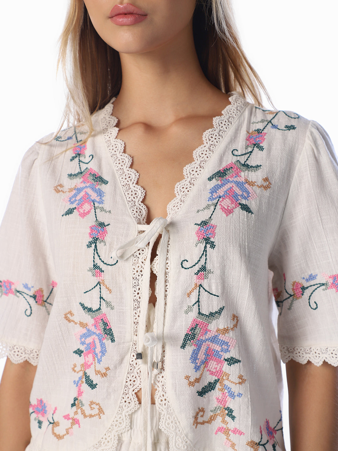 White Embroidered Top