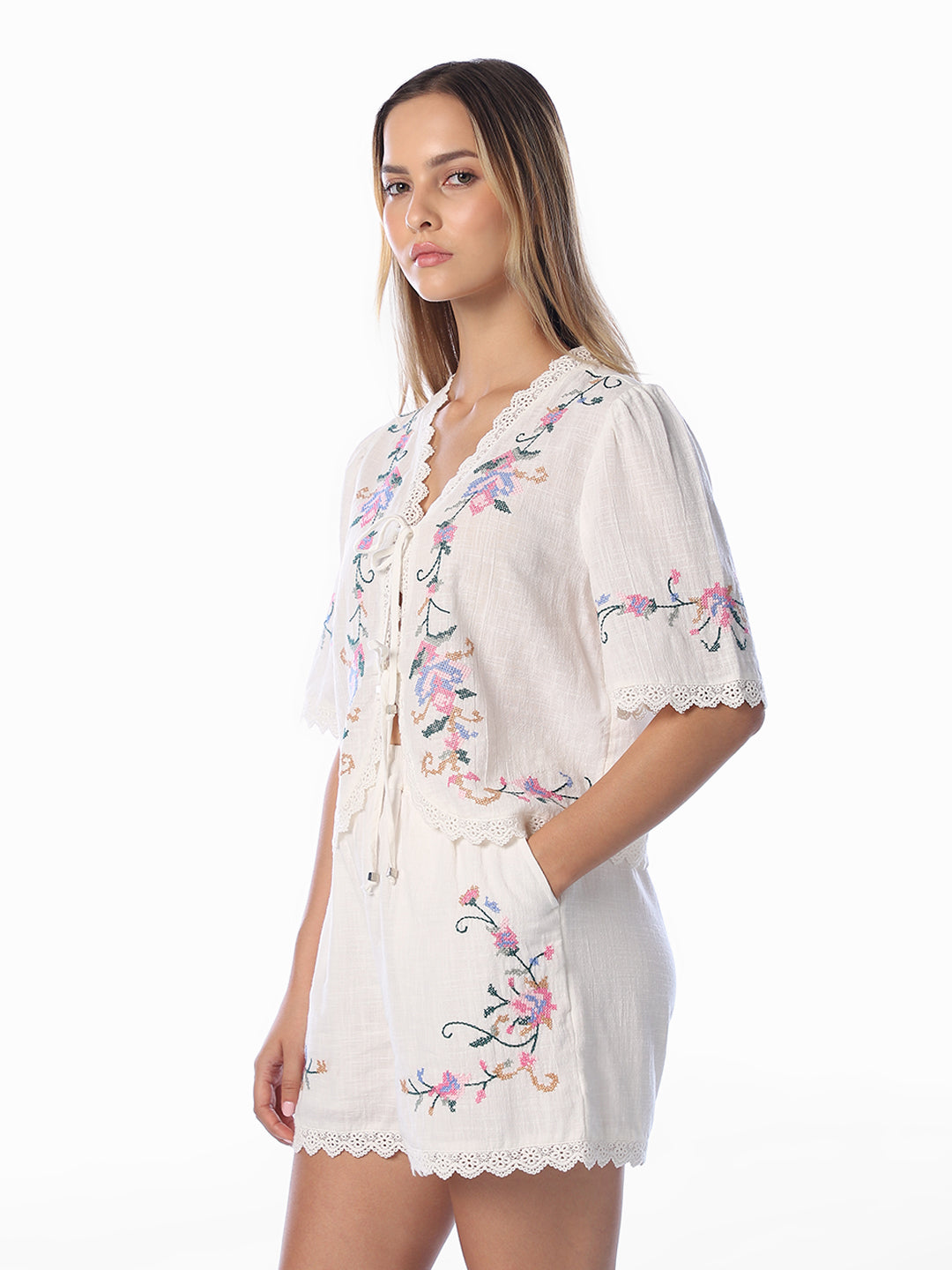 White Embroidered Top