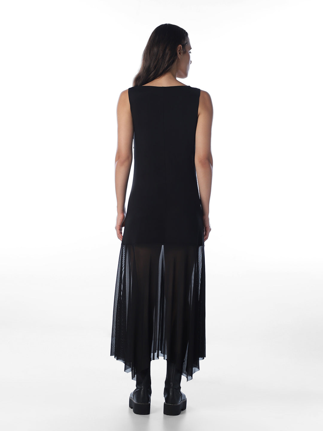 Black Asymmetric Pleated Dress