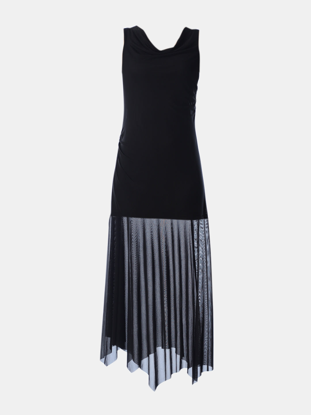 Black Asymmetric Pleated Dress