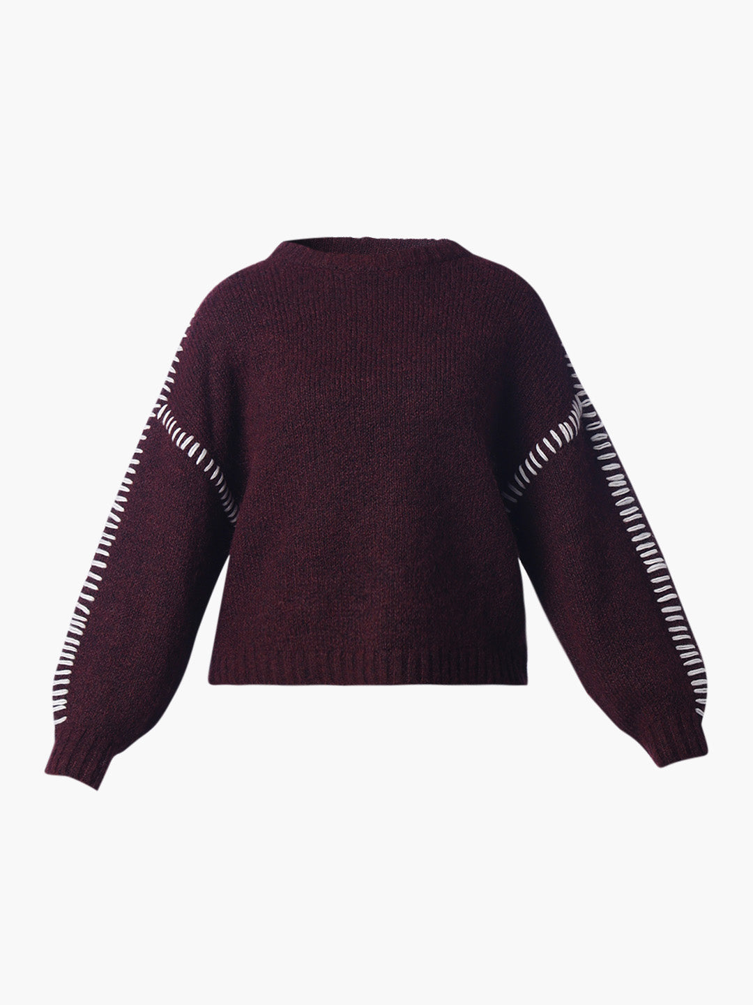 Maroon Contrast Stitch Sweater