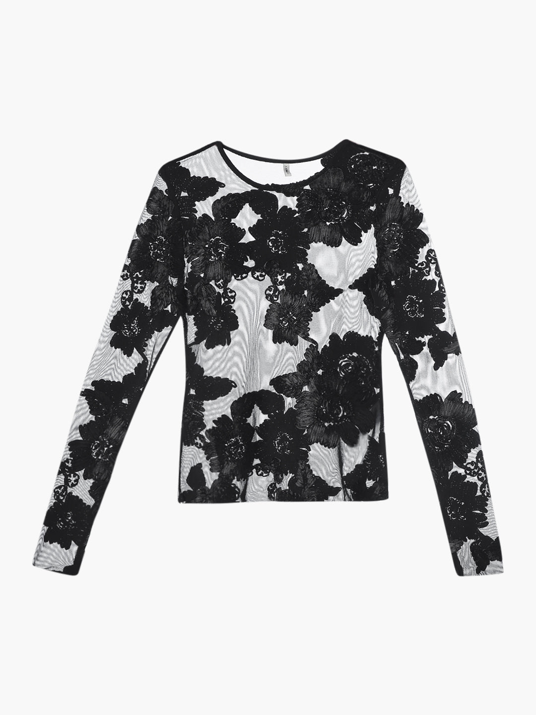 Black Sheer Floral Top