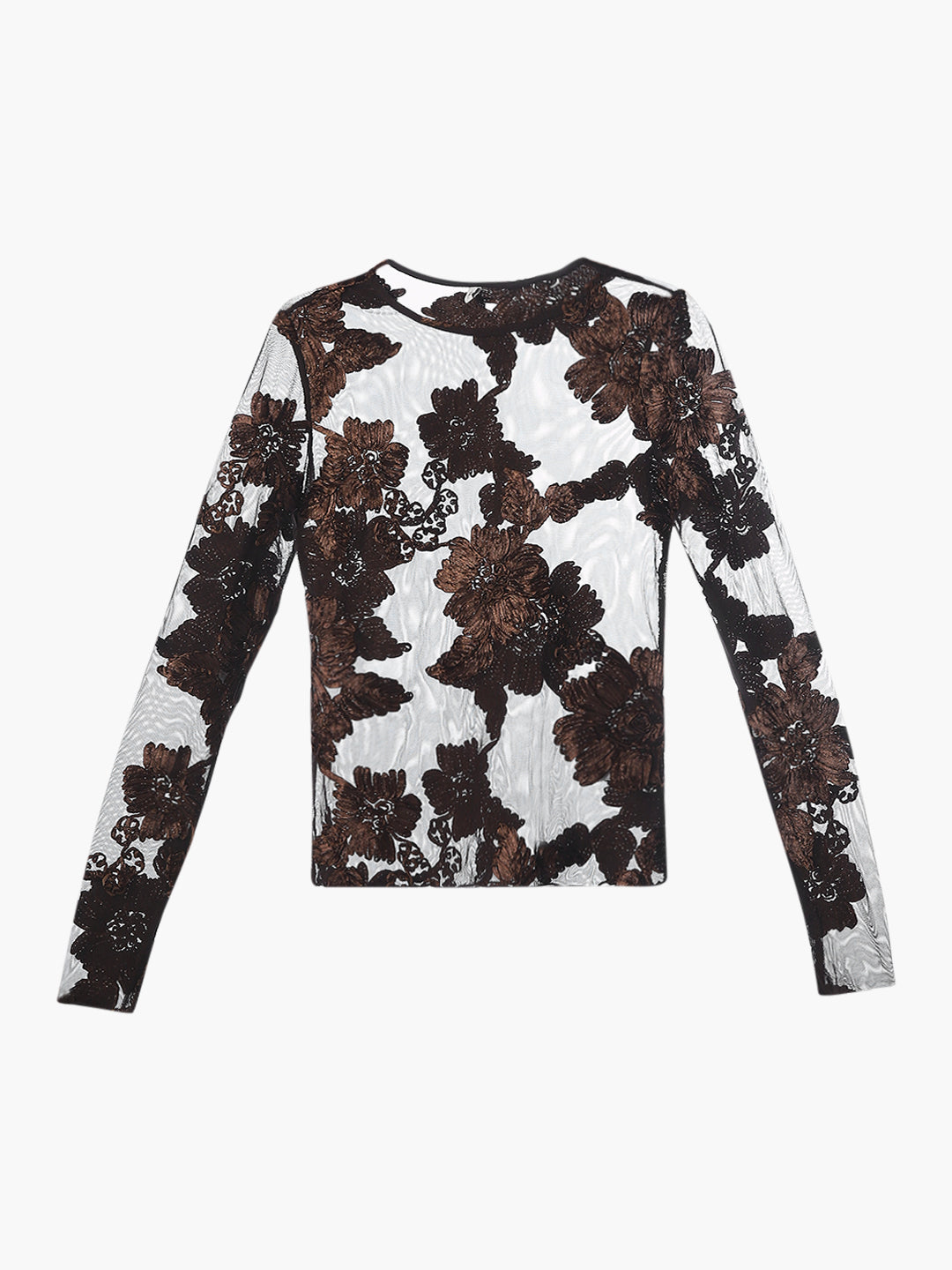 Brown Sheer Floral Top