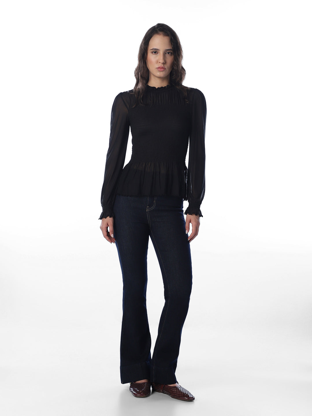 Black Smocked Top