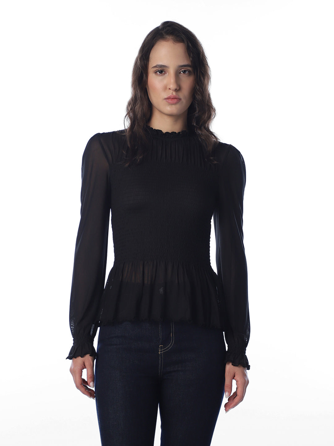 Black Smocked Top